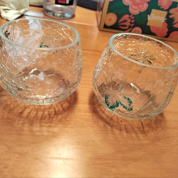 Glass Tea Light Candle Holders Set of Two - Picture 2 of 5